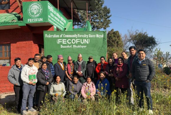 FECOFUN conducted an interaction meeting with Dr. Ganga Ram Dahal and Dazzle Labapis, Tenure Facility, alongside the FECOFUN Executive Team and staff.