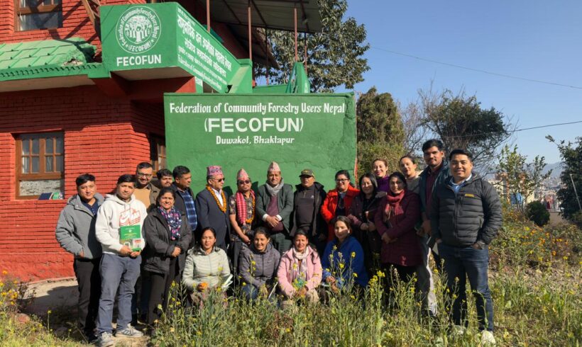 FECOFUN conducted an interaction meeting with Dr. Ganga Ram Dahal and Dazzle Labapis, Tenure Facility, alongside the FECOFUN Executive Team and staff.